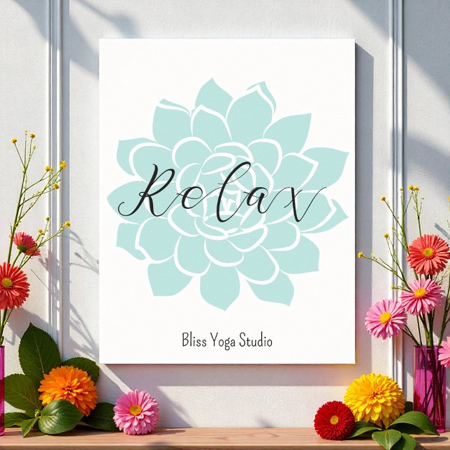 Poster Relaxa Yoga Branco Verde Cita Malhação Zen (Criador carregado)