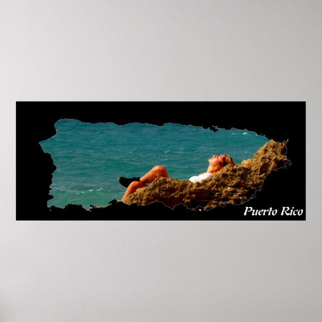 Poster Relaxamento de Mapa de Porto Rico (Frente)