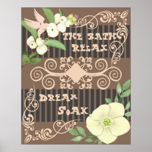 Poster Relaxamento no Floral Branco Bath Brown