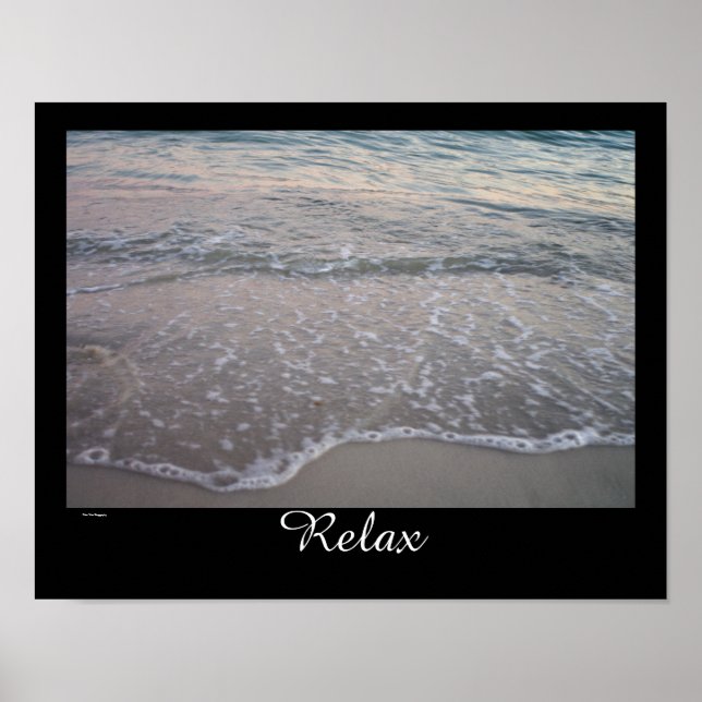 Póster Relaxe com as ondas do oceano (Frente)