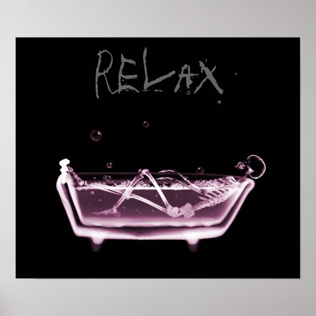 Poster - Relaxe cor-de-rosa - Esqueleto de Raio X (Frente)