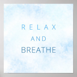 Poster Relaxe E Respire Aquarelas De Cotação Motivacional