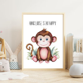 Poster Relaxe, Fique Feliz - Parede do Berçário do Bebê M