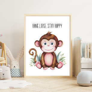 Poster Relaxe, Fique Feliz - Parede do Berçário do Bebê M