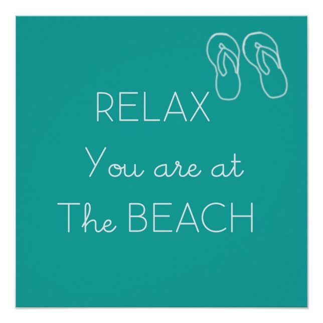 Póster Relaxe na praia Poster Aqua e White (Frente)
