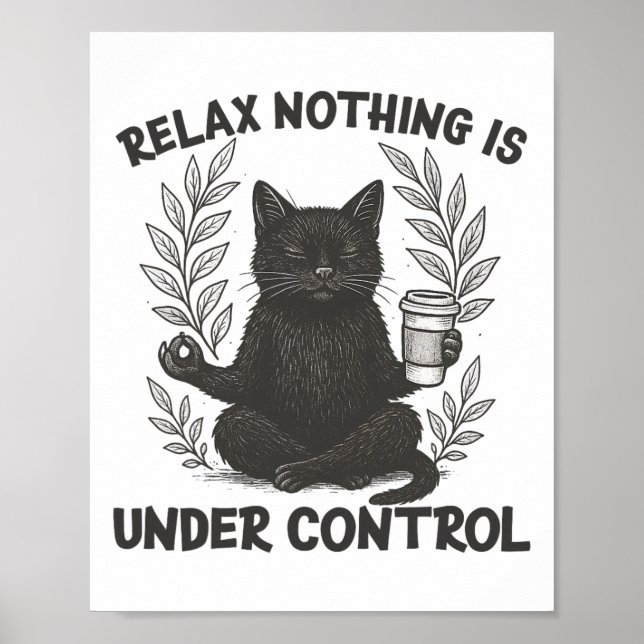 Poster Relaxe Nada Está Sob Controle Gato Engraçado Sarcá (Frente)