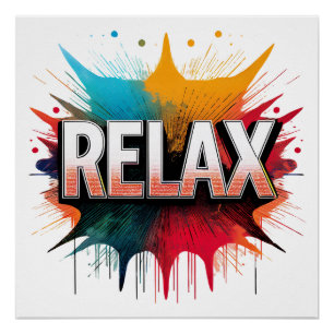 Póster Relaxe o efeito de som cômico - Pop de preto e div
