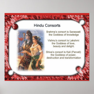 Póster Religião Hinduísmo Consorts dos deuses