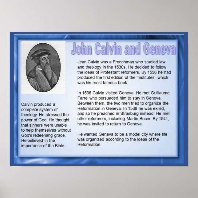 Póster Religião, História, Reforma John Calvin (Frente)