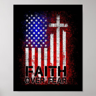Poster Religião Patriótica na Cruz de Bandeira Americana