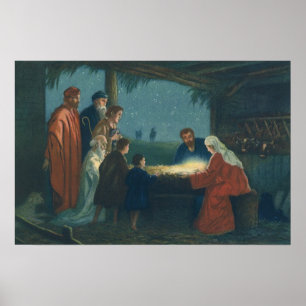 Poster Religião Vintage, Adoração dos Pastores