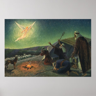 Poster Religião Vintage, Anunciação aos Pastores