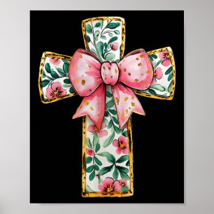 Poster Religiosa Arco Rosa-Rosa-Floral Cruz Cristã