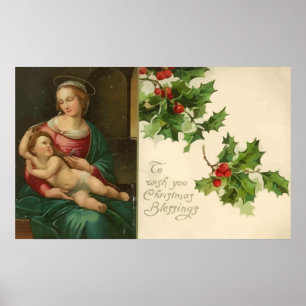 Poster religioso das bênçãos do Natal do vintag