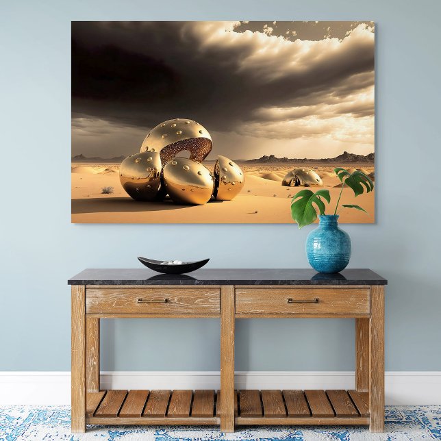 Poster Relíquias Alienígenas no Deserto (Surreal Golden Desert Wall Art Poster)