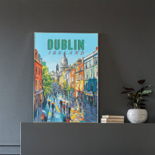 Poster Relive o Charme de Dublin com esta Viagens vintage