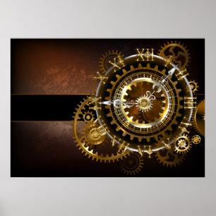 Poster Relógio a vapor com engrenagens antigas