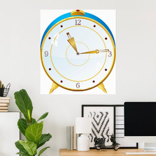 Poster Relógio de Alarme Dourado retroativo com Timepece