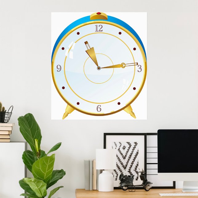 Poster Relógio de Alarme Dourado retroativo com Timepece  (Criador carregado)