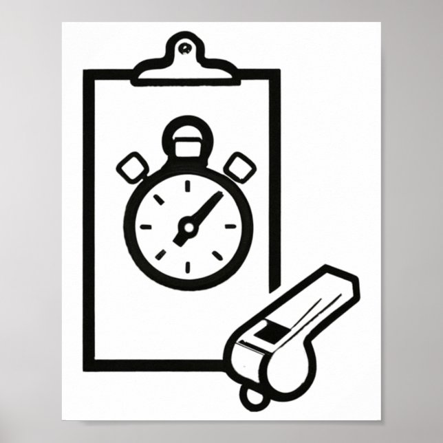 Poster Relógio de Apito do Treinador de Basquete (Frente)