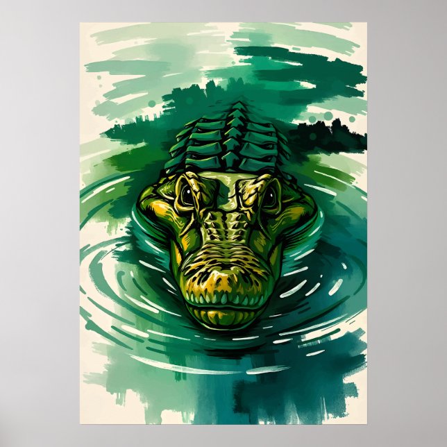Poster Relógio de Crocodilo – Predador no Pântano (Frente)