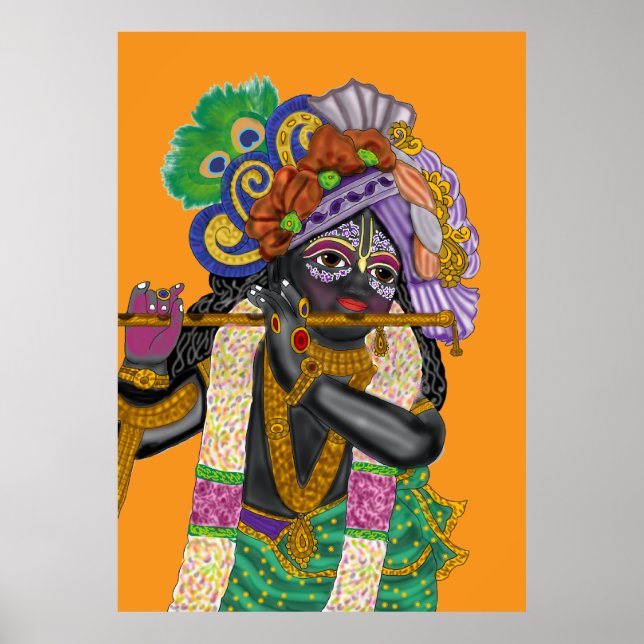Poster Relógio de Parede Krishna (Frente)