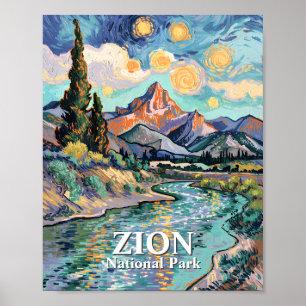 Poster Relógio de Zion Van Gogh Pôr do Sol do Rio Virgem