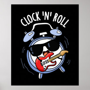 Poster Relógio E Rock Pun Rock Divertido Fundo Escuro