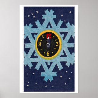 Poster Relógio na Caixa de Fósforos Floco de Neve Arte Im