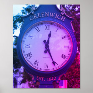 Poster Relógio Poste da Avenida Greenwich, Greenwich, CT