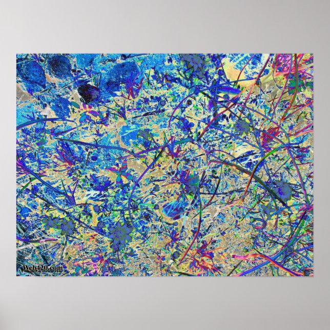 Póster relva azul e flores (Frente)