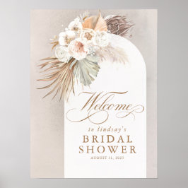 Poster Relvado de Pampas Suave Chuveiro Floral de Noiva B