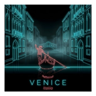 Póster Remador de Veneza - Grande Canal - Itália