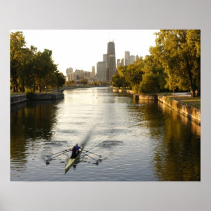 Póster Remadores no lago do Lincoln Park, Chicago, Illino