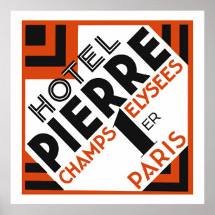 Póster Remake francês da etiqueta do hotel de Paris do