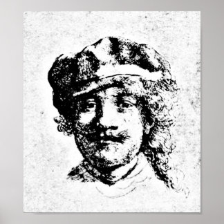 Póster Rembrandt Autoretrato gravando