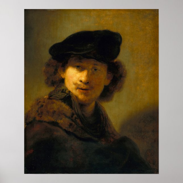 Poster Rembrandt - Autorretrato Com Velvet Beret (Frente)
