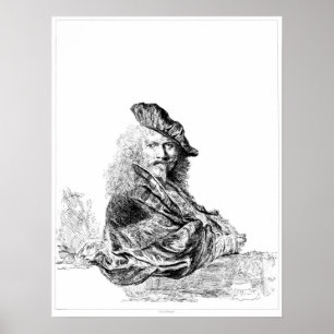 Póster Rembrandt Autorretrato Etching