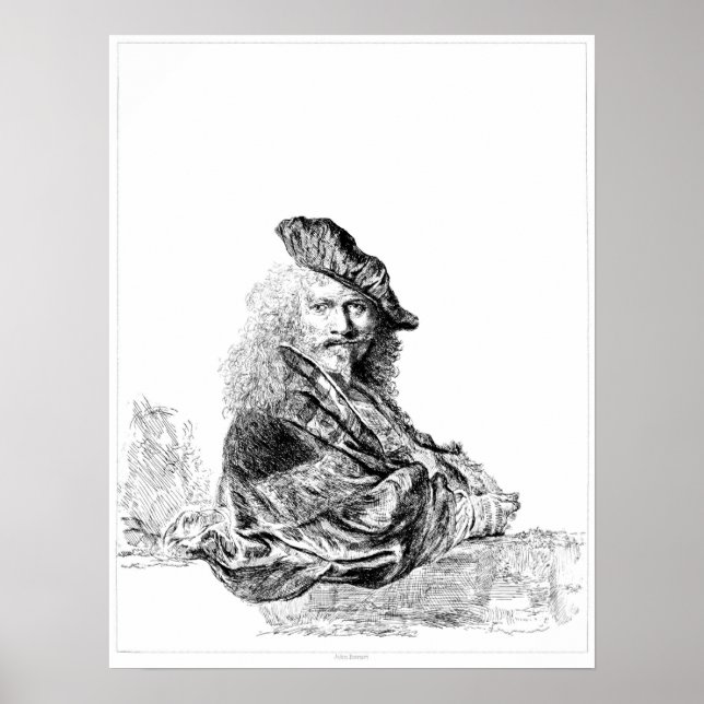 Póster Rembrandt Autorretrato Etching (Frente)
