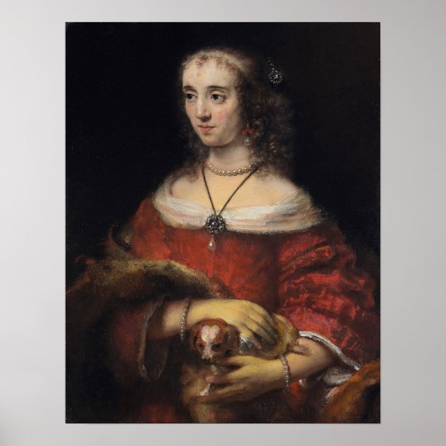 Poster Rembrandt - Dama com Lapdog (Frente)