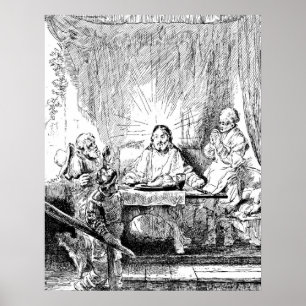 Póster Rembrandt Etching Supper at Emmaus