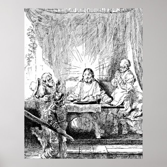 Póster Rembrandt Etching Supper em Emmaus (Frente)