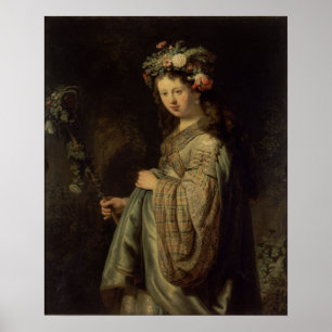 Poster Rembrandt - Flora