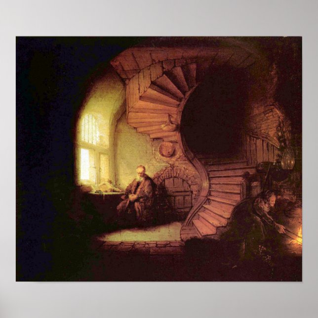 Poster Rembrandt Harmenszoon van Rijn - O filósofo (Frente)