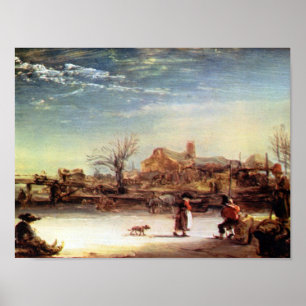 Poster Rembrandt Harmenszoon van Rijn - Winter Landscape