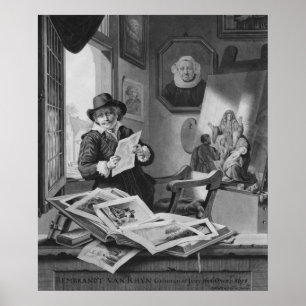 Póster Rembrandt in his studio
