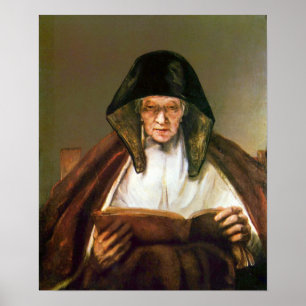 Póster Rembrandt - leitura da mulher adulta