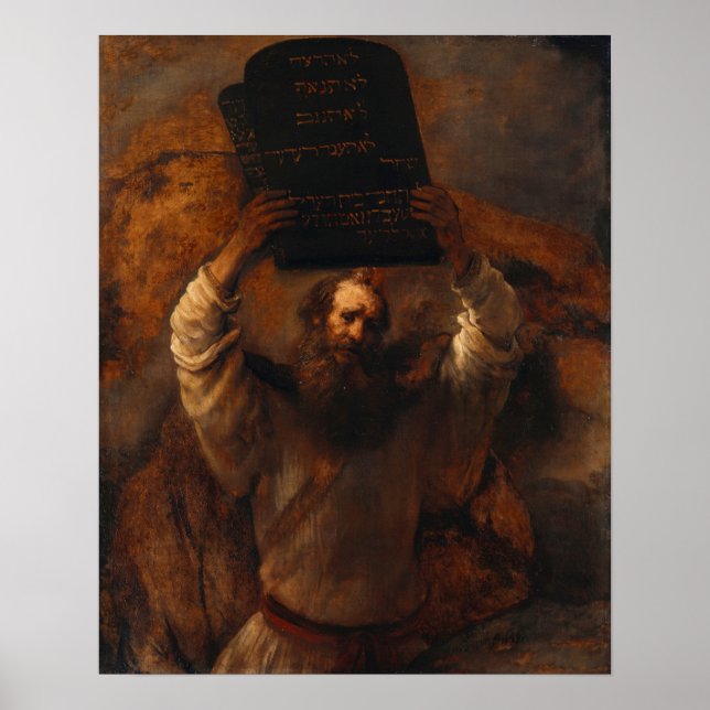Poster Rembrandt - Moisés com os Dez Mandamentos (Frente)