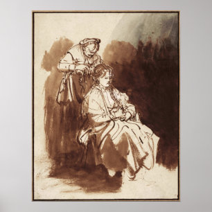Poster Rembrandt - Mulher Jovem Com Cabelo Travado 1635
