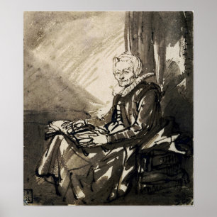 Poster Rembrandt - Mulher Sentada Com Livro Aberto Em Seu